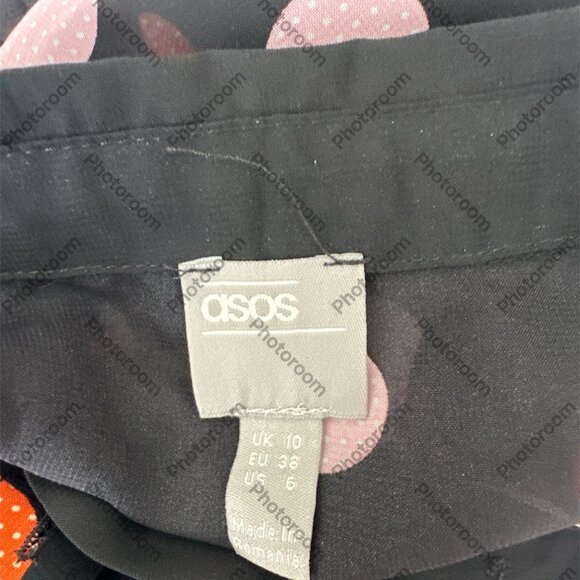 Asos Size 6 Black Polka Dot Sheer Long Sleeve Button Blouse - Picture 4 of 6